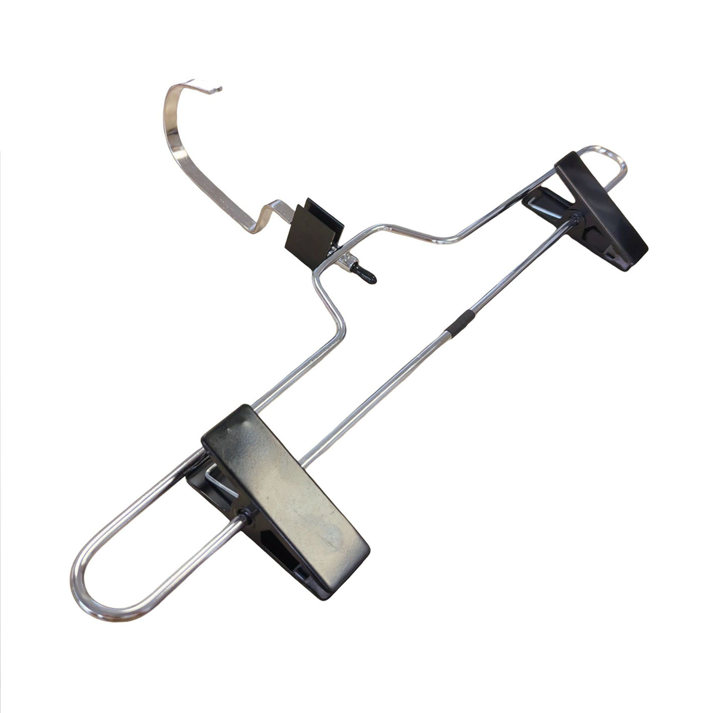 Heavy Duty Metal Chrome Household Clothes Pants Hanger with Plastic Clips
