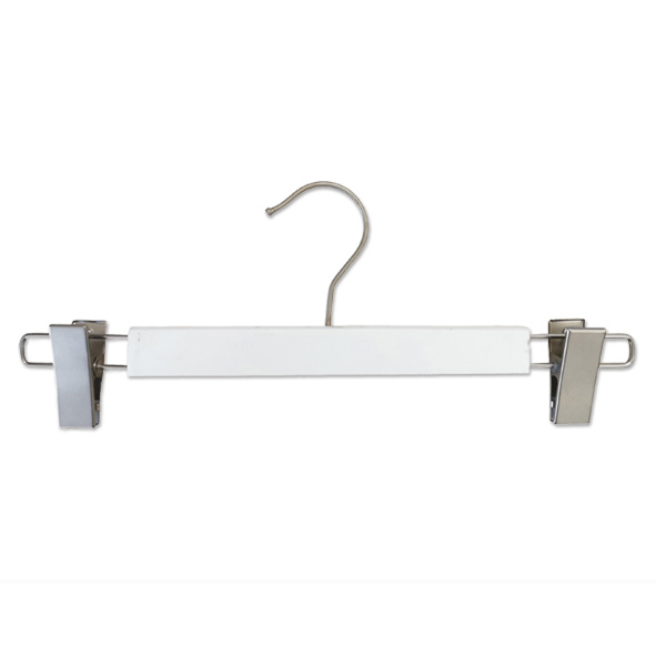 China Supply Solid Wood Pant Hanger with Metal Clips