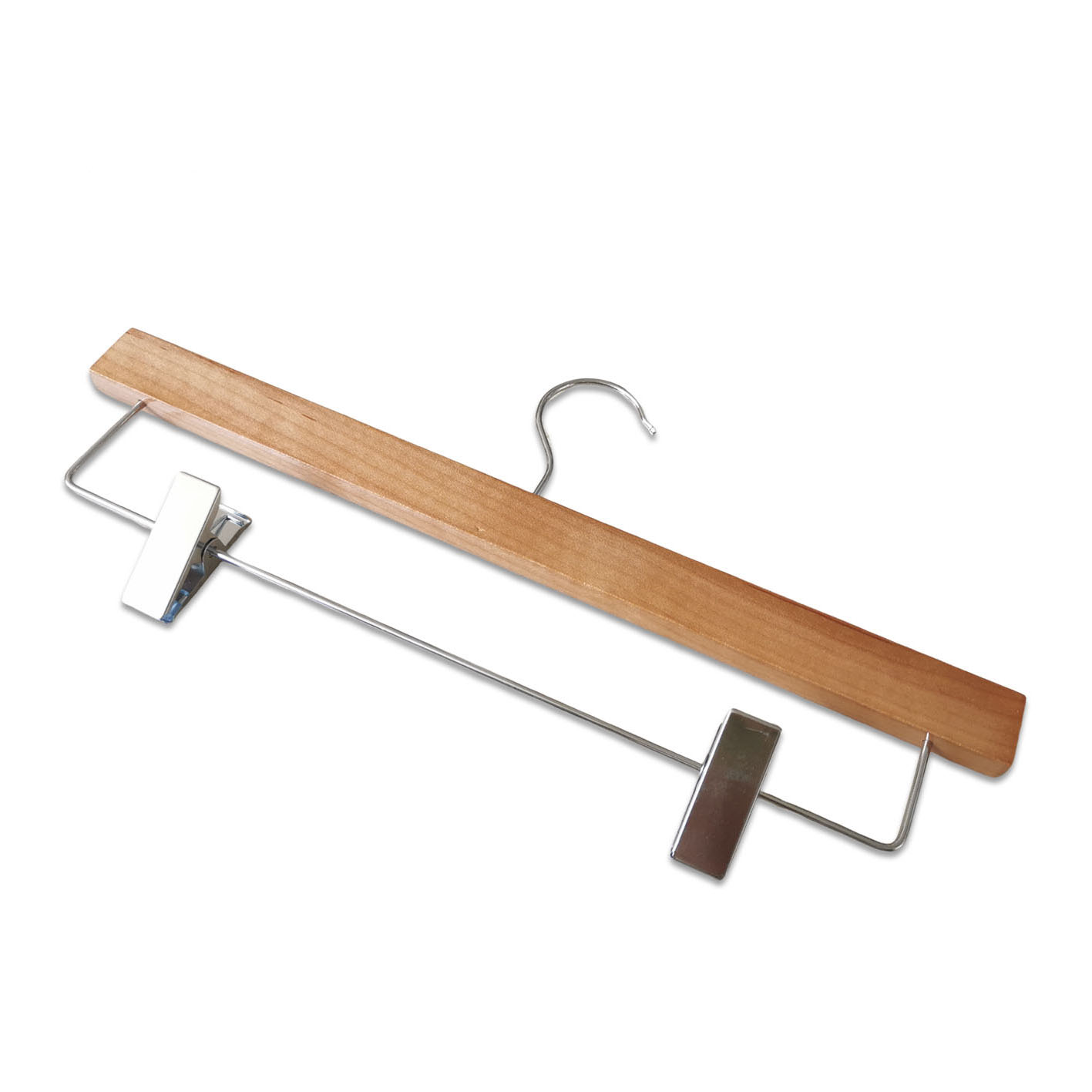Solid Natural Wood Pants Shirt Trousers Bottom Hanger with Adjustable Clips