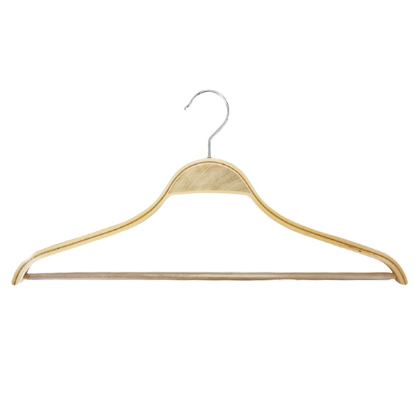 Natural Suit Clothes Slim Wood Hangers with Non-Slip Pant Bar