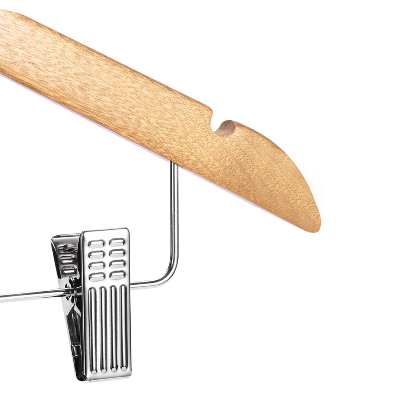 Natural Wooden Clothes Suit Coat Hangers with Adjustable Heavy-Duty Clips