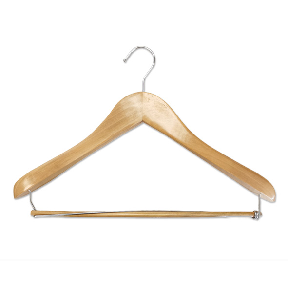 Wide Shoulder Durable Wooden Suit Coat Clothes Hangers with Locking Bar
