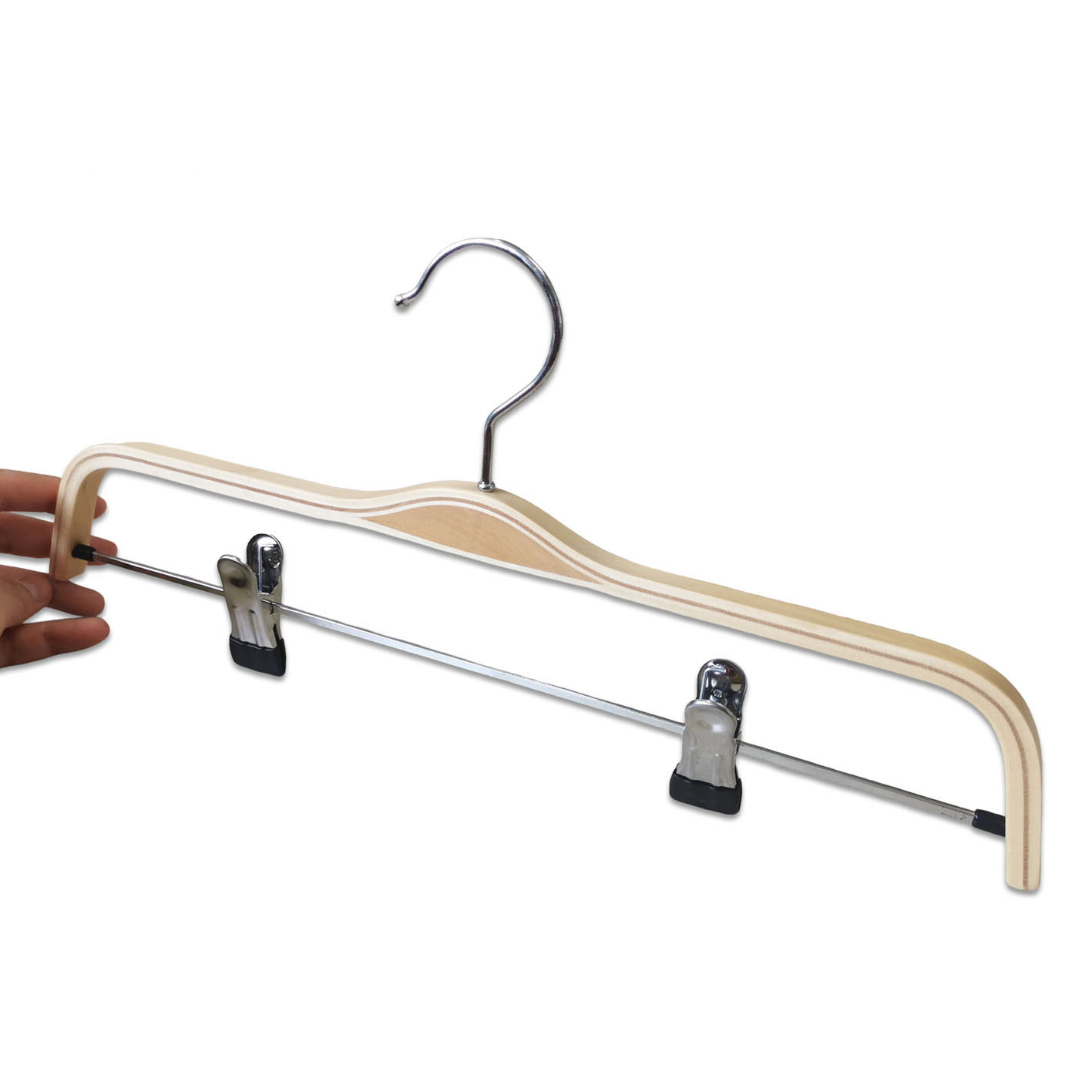 Wooden Pant Slacks Jeans Shorts Skirt Clothes Display Hanger with Anti-Rust Clips