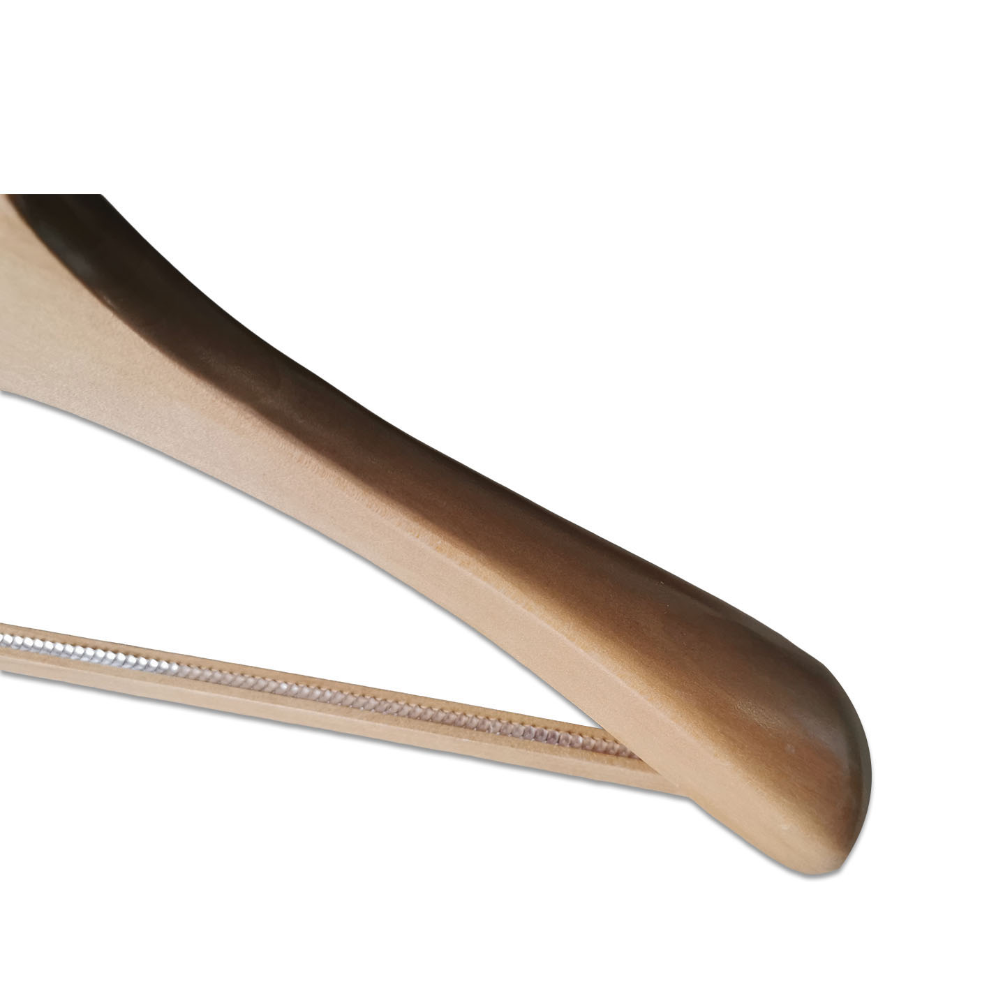Natural Solid Wood Suit Coat Clothes Hanger with Non-Slip Pant Bar