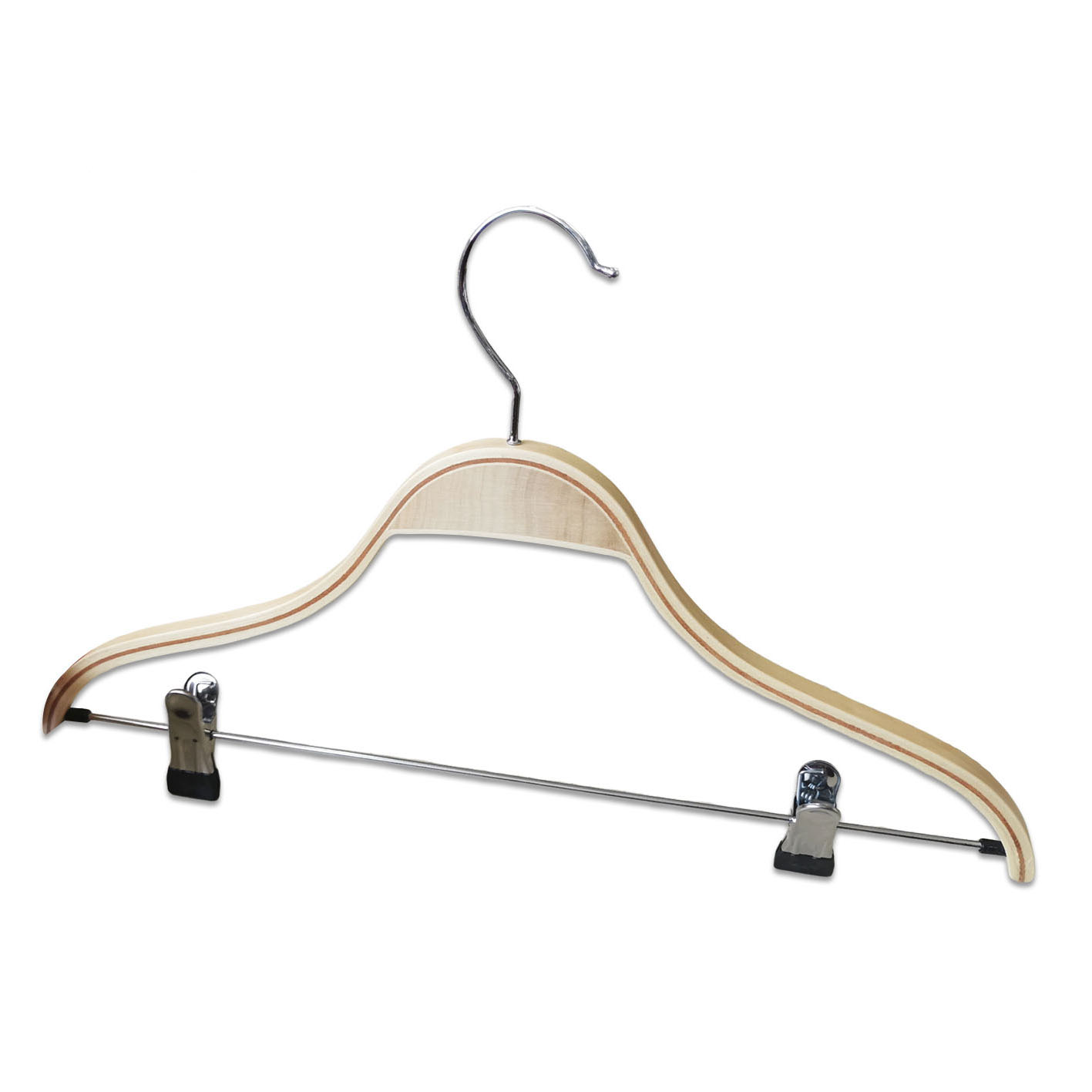 Heavy Duty Wooden Clothes Suit Pants Natural Wood Hangers with Adjustable Clips