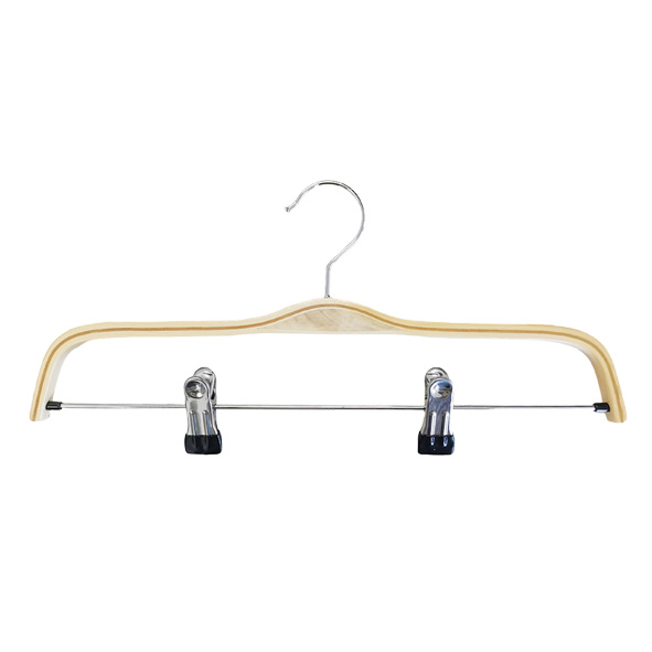 Wooden Pant Slacks Jeans Shorts Skirt Clothes Display Hanger with Anti-Rust Clips