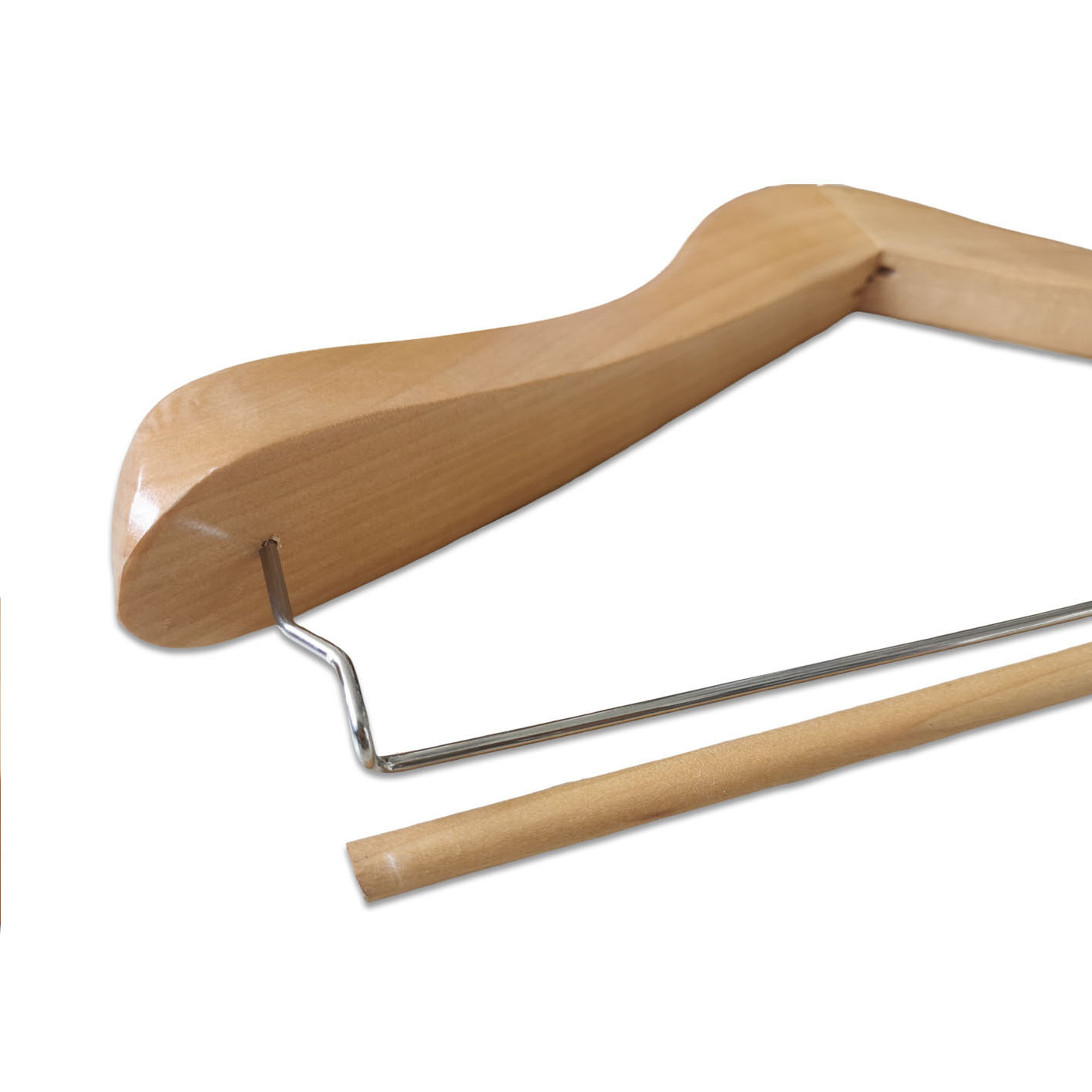 Wide Shoulder Durable Wooden Suit Coat Clothes Hangers with Locking Bar