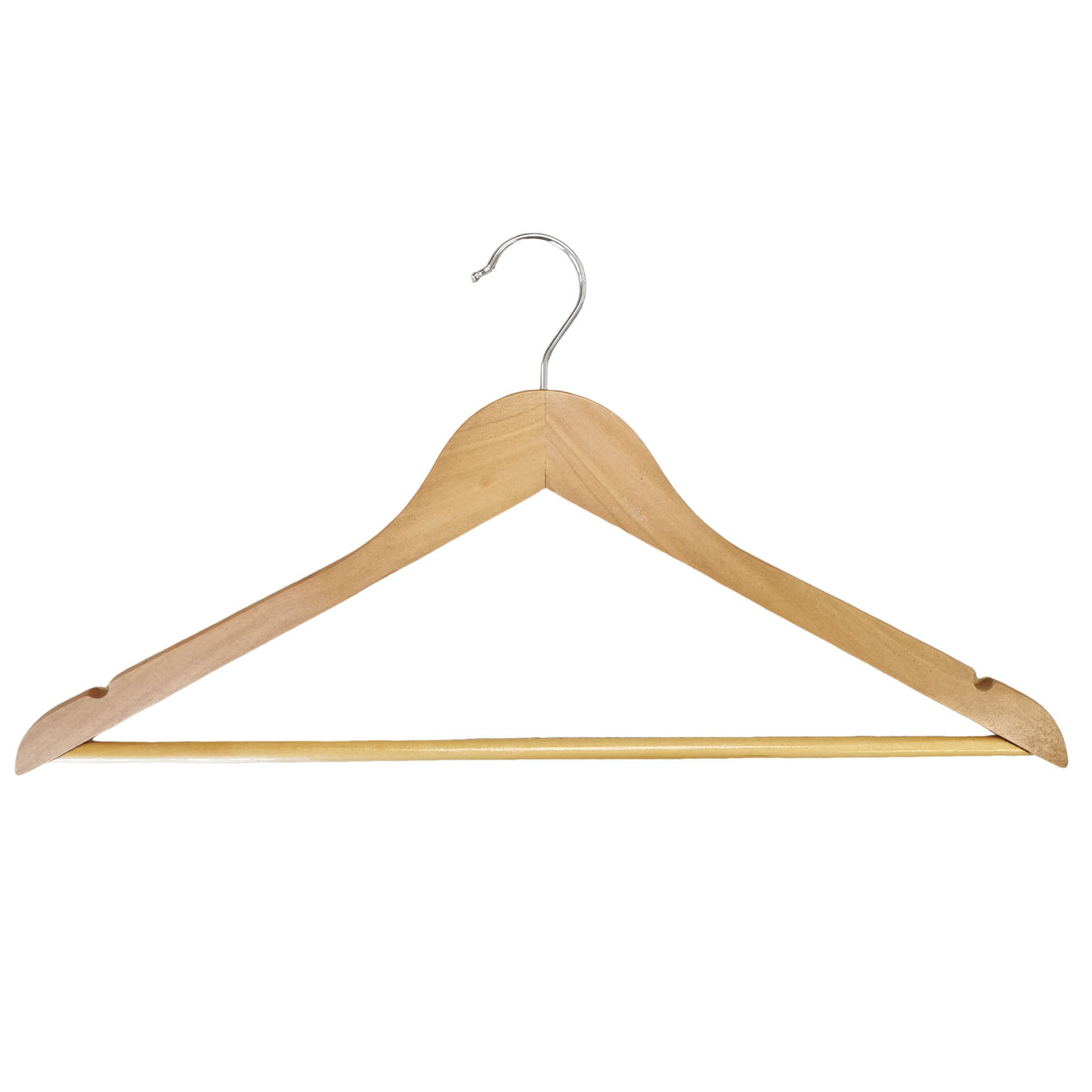 Natural Suit Clothes Slim Wood Hangers with Non-Slip Pant Bar