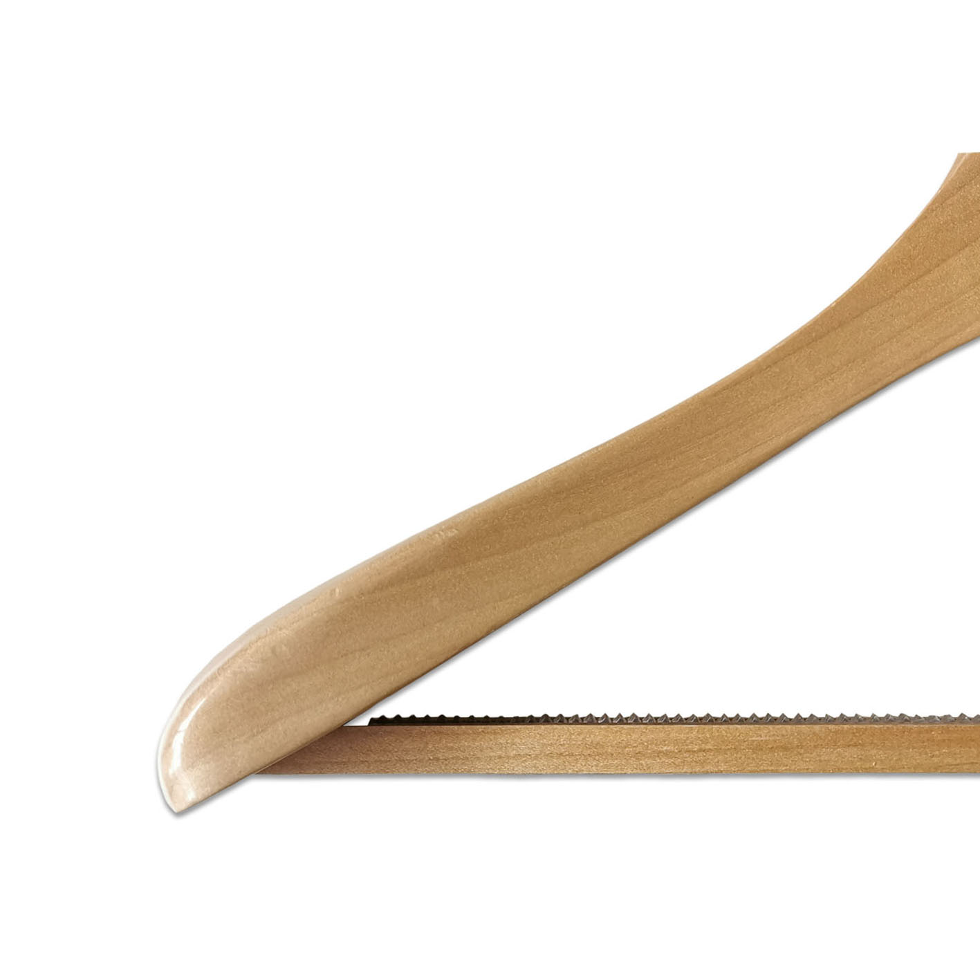 Natural Solid Wood Suit Coat Clothes Hanger with Non-Slip Pant Bar