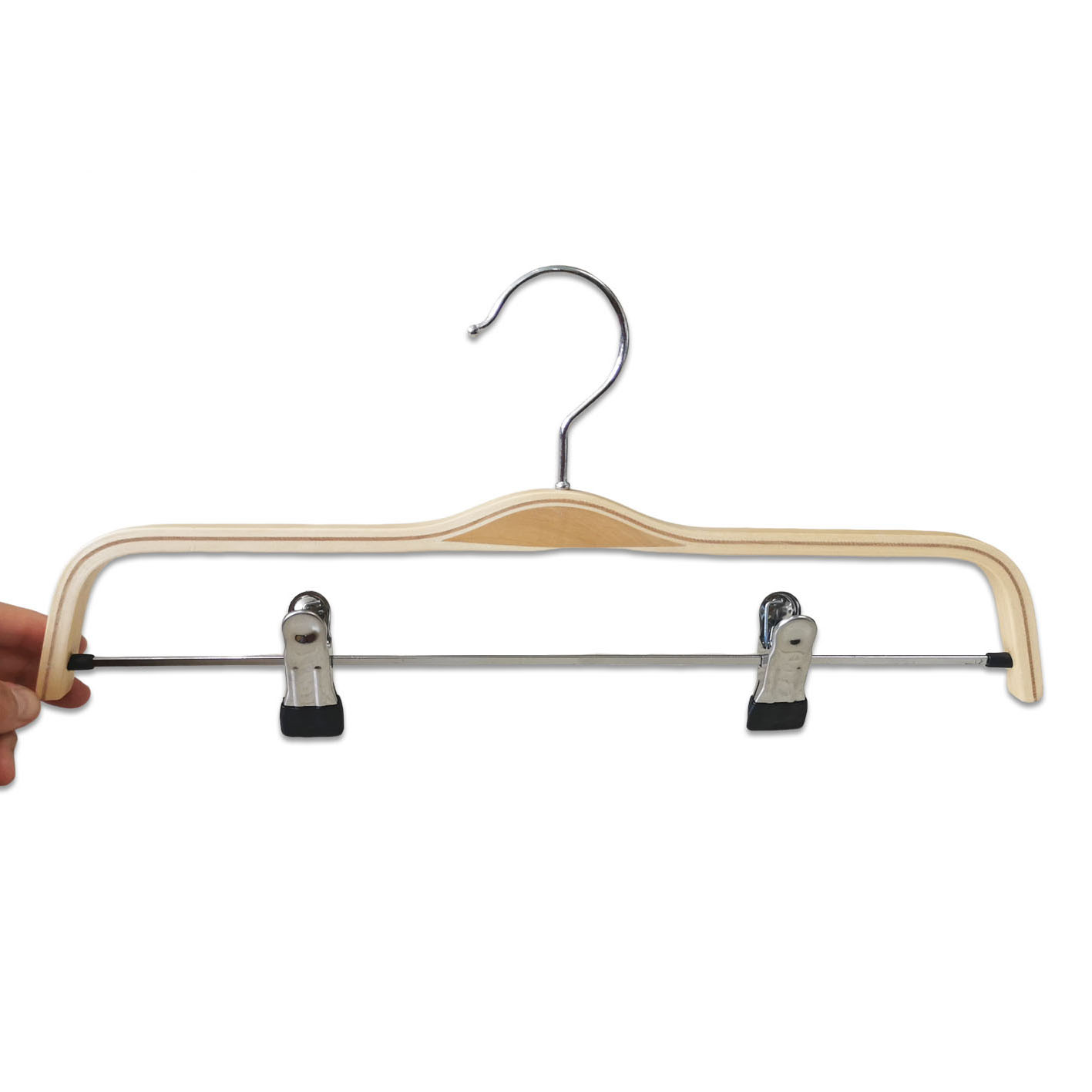 Wooden Pant Slacks Jeans Shorts Skirt Clothes Display Hanger with Anti-Rust Clips