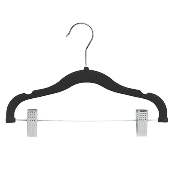 Wholesale Velvet Pants Hanger Thin Velvet Trousers Bottom Hanger with Clip