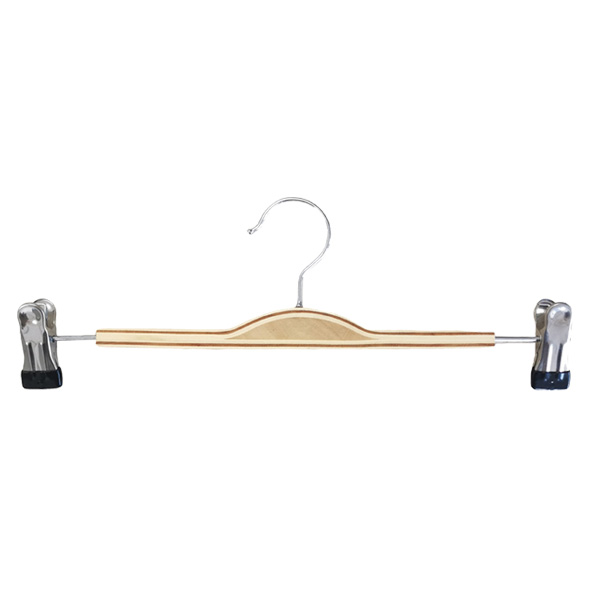 Space Saving Pants Hanger with Movable Clips Wood Trouser Custom Hangers