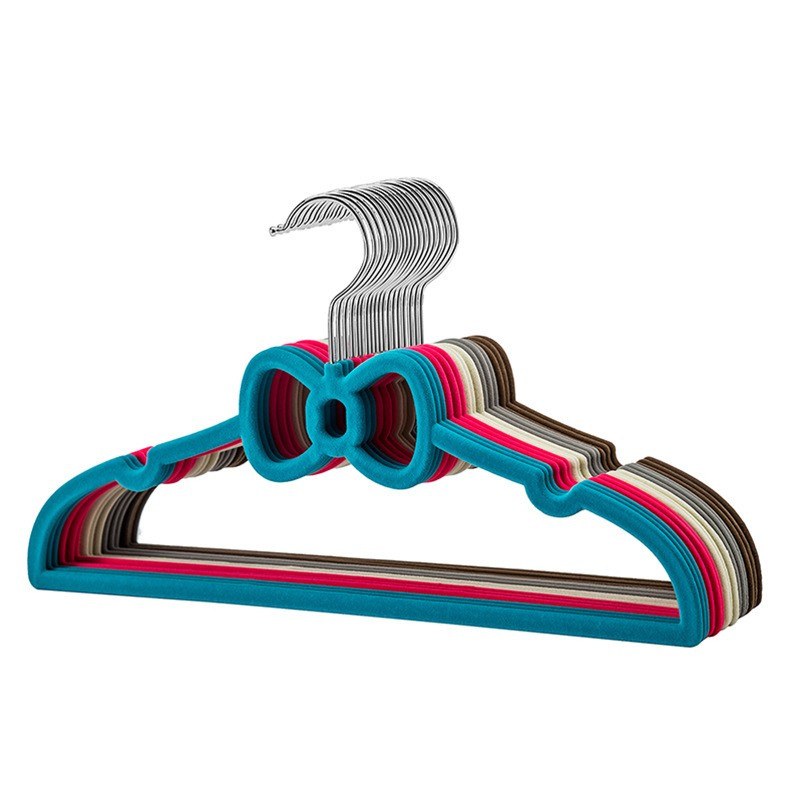 Heart Shape Colorful Plastic Woman Flocked Velvet Hangers with Swivel Hook