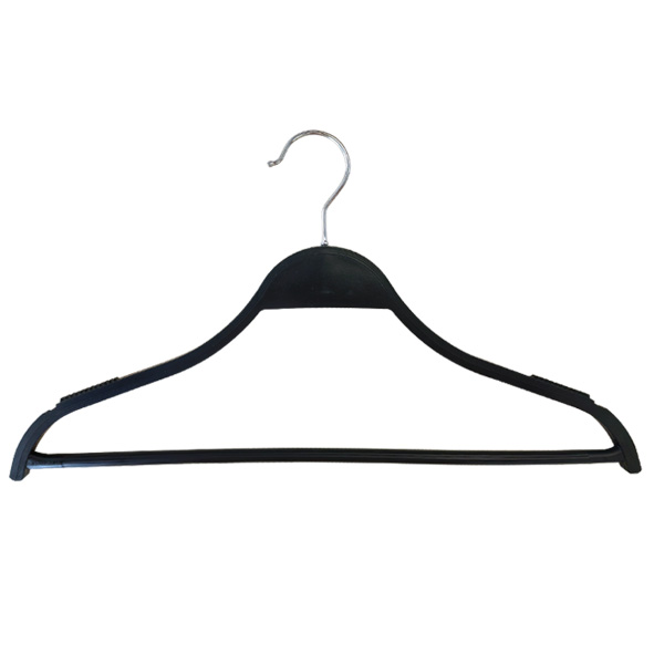Cheap Price Black Non-Slip Plastic Clothes Hanger Pants Hanger with Bar
