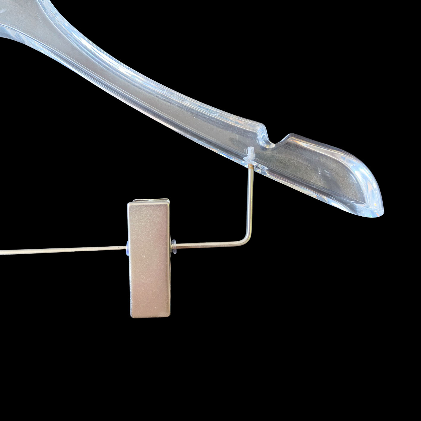 Wholesale Luxury Transparent Plastic Coat Hanger Acrylic Pants Hangers with Trouser Press