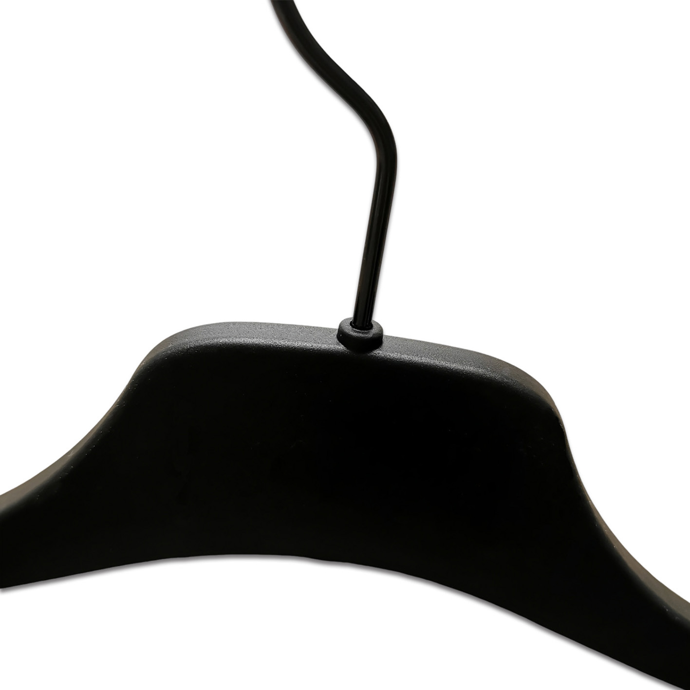 Wide Shoulder Black Plastic Coat Hangers Plastic Suit Hangers with Bar for Clothing Store