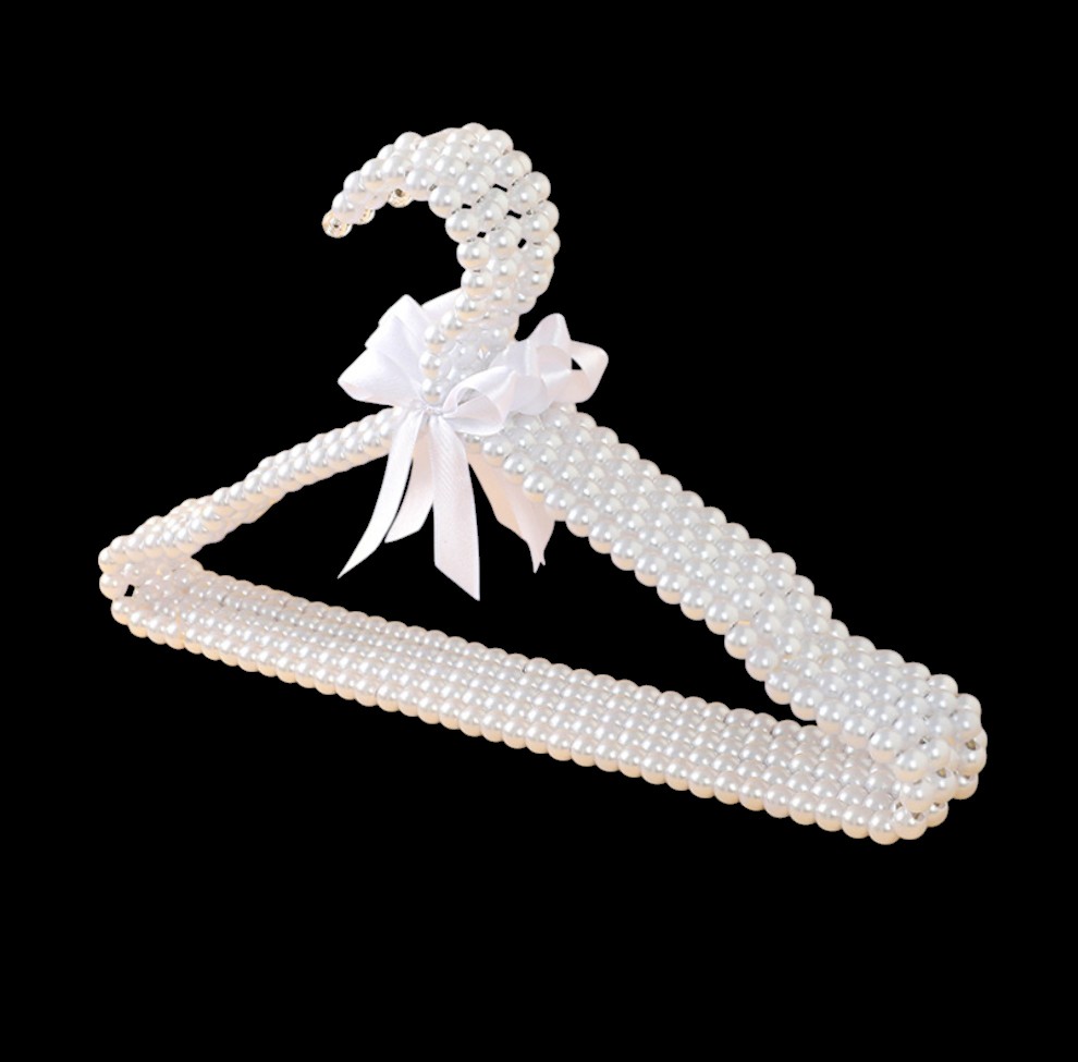 Pearl with Ribbon Clothes Metal Elegant Hangers for weddding dress