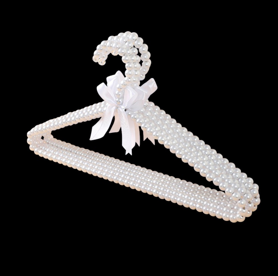 Pearl with Ribbon Clothes Metal Elegant Hangers for weddding dress