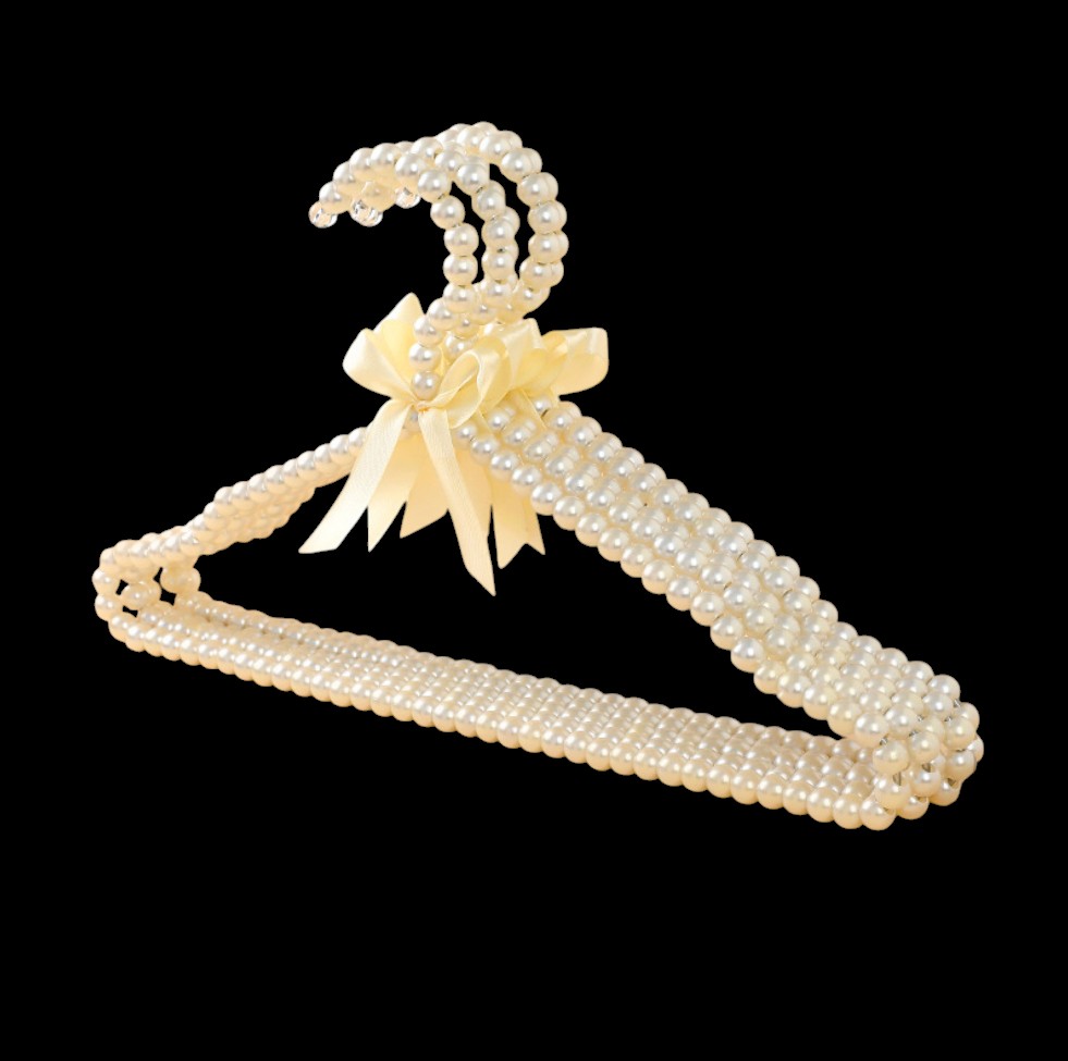Pearl with Ribbon Clothes Metal Elegant Hangers for weddding dress