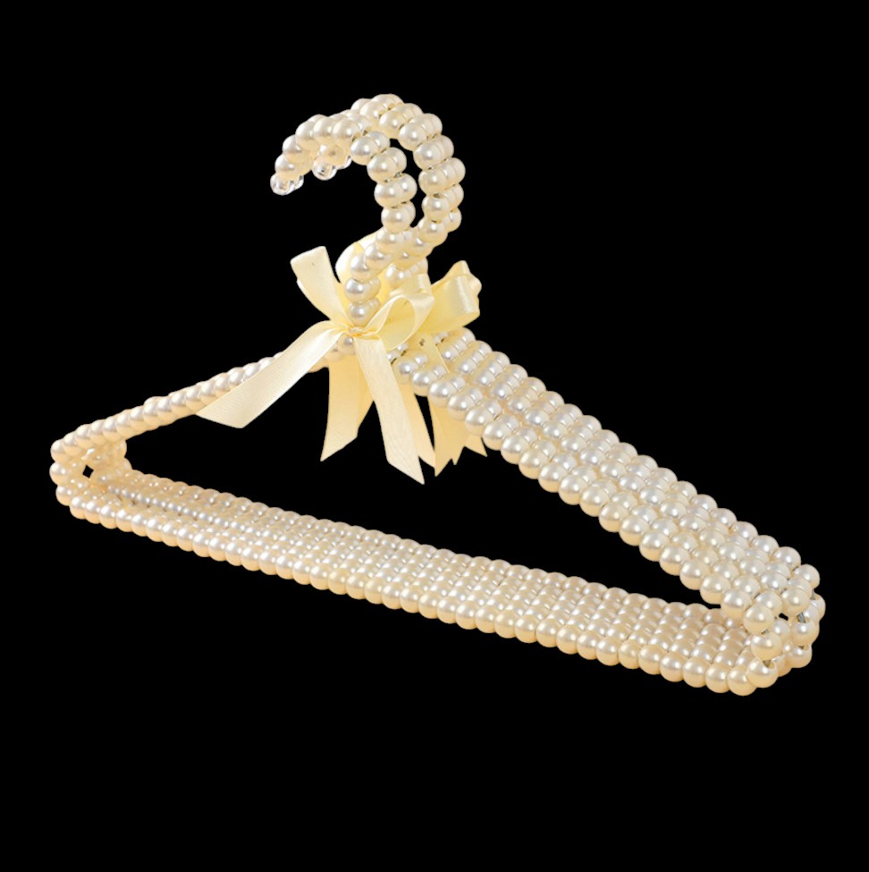 Pearl with Ribbon Clothes Metal Elegant Hangers for weddding dress