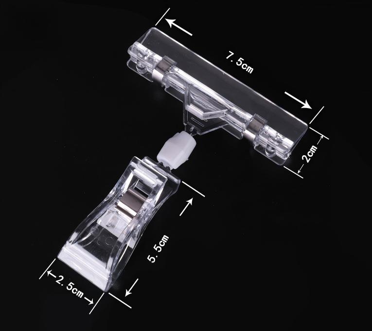 Clear Plastic Sign Holder Clips Rotatable Acrylic Pop Clip for Retail and Display